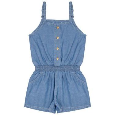 Imagem de Macacão Infantil Look Jeans Curto Jeans, Azul, 1