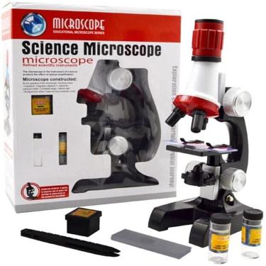 Imagem de Microscópio Infantil C2121 100X 400X 1200X com LED Kit Educativo com Lâminas e Acessórios