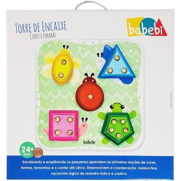 Imagem de Brinquedo Educativo Torre de Encaixe Cores e Formas - Babebi