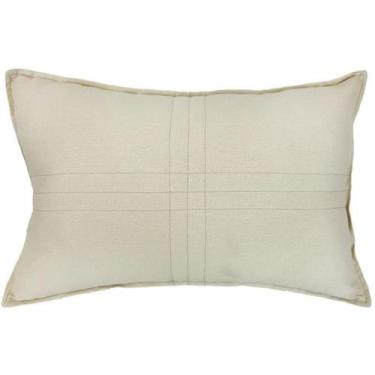 Imagem de Almofada Baguete Linho Cru Com Presponto e Bordado 30x50cm - Charm Dec