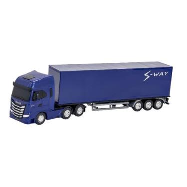 Imagem de Caminhão Grande 53cm Baú Iveco S-Way Com Rodas Livres - Brinquedo Infa