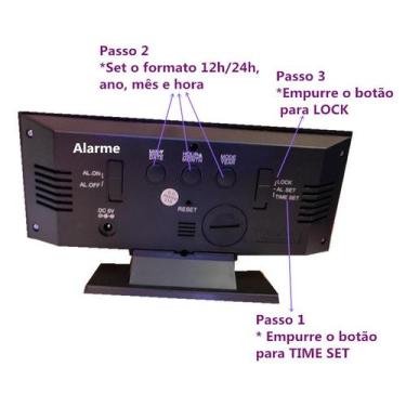 Imagem de Relógio digital led mesa espelhado calendário temperatura desperdator 