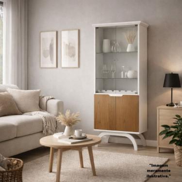 Imagem de Cristaleira Vicenza com 2 Portas de Vidro Off White/Cinamomo