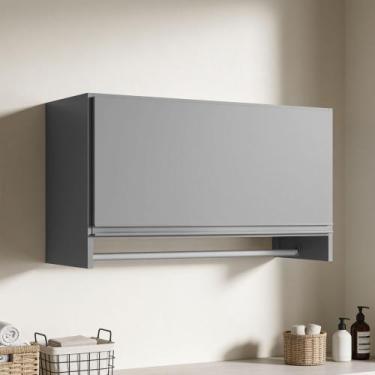 Imagem de Armário Multiuso Aéreo Cabideiro Grécia L03 Cinza - Lyam - Lyam Decor