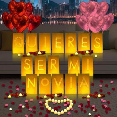 Imagem de Conjunto de decoração Fezava Quieres Ser Mi Novia com letras iluminada