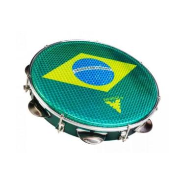 Imagem de Pandeiro 96a com Pele Holográfica Brasil e Som Encorpado Verde PHX Instrumentos 10"