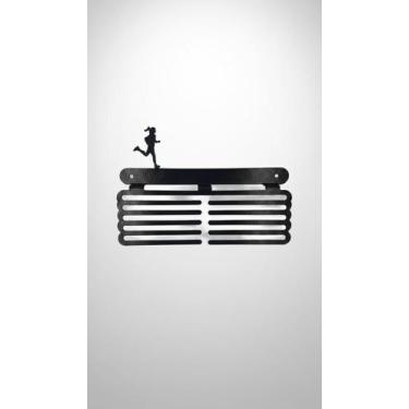 Imagem de Porta Medalhas Corrida Feminino 50 Medalhas Aço Preto - Congratulation