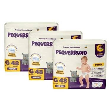 Imagem de Kit 3 Fralda Calça Pequerrucho Pants Infantil Shortinho Hiper, G