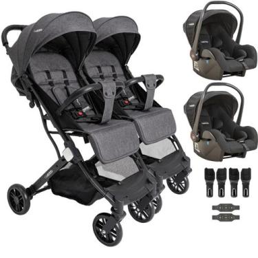 Imagem de Carrinho para Gemeos com 2 Bebe Conforto Kiddo Sprint III Grafite