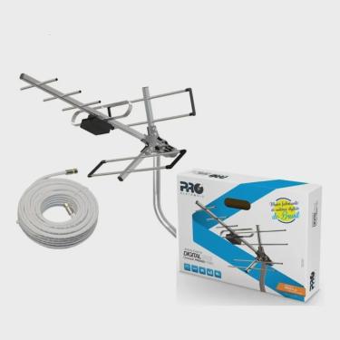 Imagem de Antena Externa Digital uhf Yagi Pro Eletronic PPRHD-1100/2 com Suporte + Cabo Coaxial