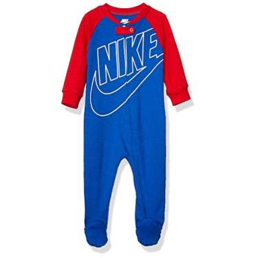 Imagem de Nike Macacão esportivo com pés para bebês meninas, Game Royal/Vermelho, 6 meses