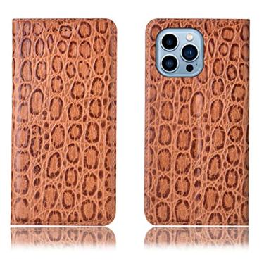 Imagem de LAHappyL Capa para iPhone 13 Pro Max/13 Pro/13/13 Mini, capa carteira flip de couro legítimo com suporte para cartão e fecho magnético, café, 13 Pro 6,1 polegadas