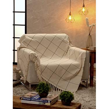 Imagem de Manta Para Sofá Grid Off White/Preto
