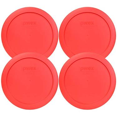 Imagem de Pyrex 7201-PC Tampa redonda vermelha de 4 copos de 15 cm para tigela de vidro - Pacote com 4 feitas nos EUA