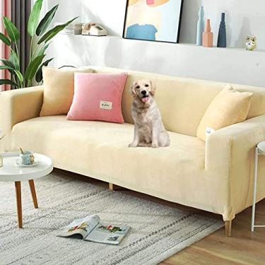 Imagem de Diumy Capas de sofá de veludo espessas, capas de sofá reclináveis para 2 3 4 lugares, capas de sofá macias e elásticas, capas de sofá para animais de estimação, capa de sofá Saver-D 3 lugares (195 – 230 cm)