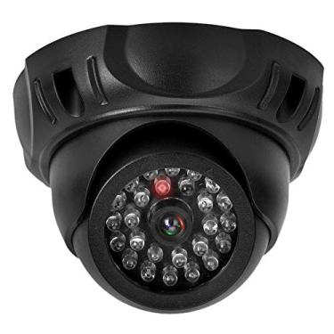 Imagem de Câmera fictícia, câmera de simulação de cúpula falsa câmera de monitor de segurança com luz de LED fácil instalação