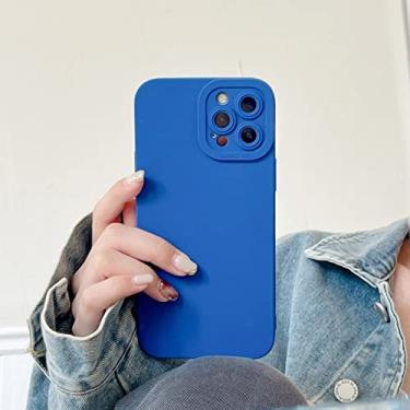 Imagem de Fashion Bright Green Colorful Phone Case For iPhone 13 11 12 Pro Max XS X XR 7 8 Plus Silicone Matte Camera Protective New Cover,Blue,For iPhone XS