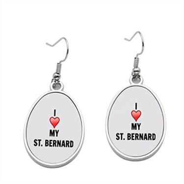 Imagem de Brinco de São Bernardo - I Love St Bernard Brincos pendentes para meninas - Presente de festa de aniversário dos namorados