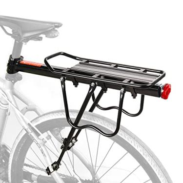 Imagem de Suporte traseiro para bicicleta Home, 50 kg, armação traseira de liga de alumínio, equipamento universal ajustável de bagagem, suporte para suporte de bicicleta, suporte de bagagem com ferramentas e refletor – preto