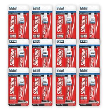 Imagem de Kit 12 Cola Silicone Alta Temperatura 50g Vermelho Tekbond