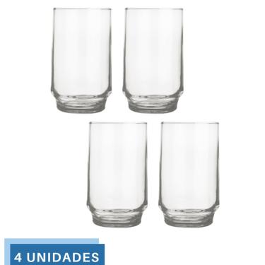 Imagem de Jogo 4 Copos 300ml Vidro Lights Suco Agua Transparente Nadir