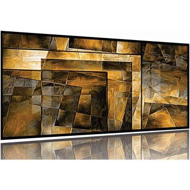 Imagem de Quadro Decorativo Abstrato Dourado Luxo Mosaico 130x60 Moldura Preta 2x2