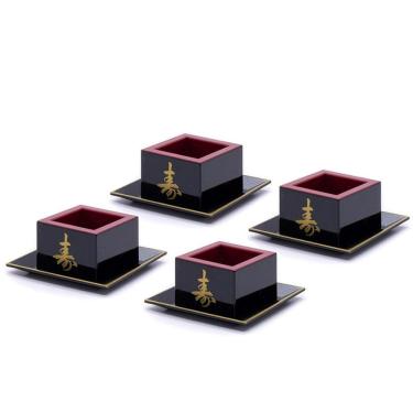 Imagem de Kit 4 Copos Sake Massu Saque Ideograma Japonês 65Ml