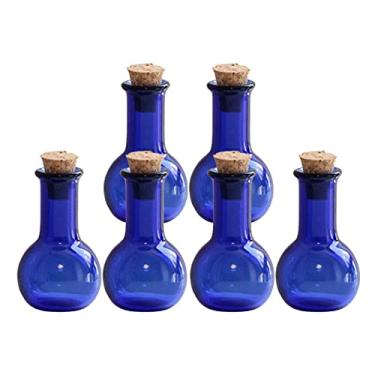 Imagem de YIJU Garrafas de coloridas de 6 peças com rolha de cortiça pequenos frascos em forma de frascos vazios mini garrafa de, Azul