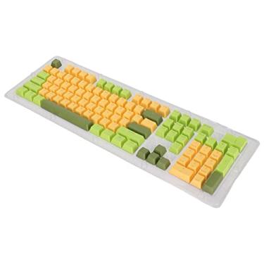 Imagem de Teclas de teclado de três cores, 107 teclas translúcidas Layout de arco Teclas de teclado mecânico retroiluminadas para teclados de 61/87/104/84/64/98/96 teclas(matcha amarelo)