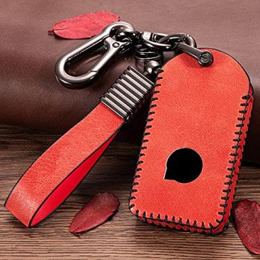 Imagem de CSHU Couro Car Key Case Cover Chaveiro Ring Key Bag, apto para Volvo XC90 XC70 XC60 S60 S80 S90 C30 V70 V90 2017 2018, vermelho