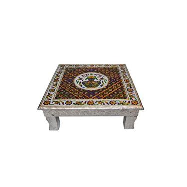 Imagem de Pooja Bazar Puja Bajot Pequena Mesa Chowki De Madeira Sub Lab Chaurang - 15"