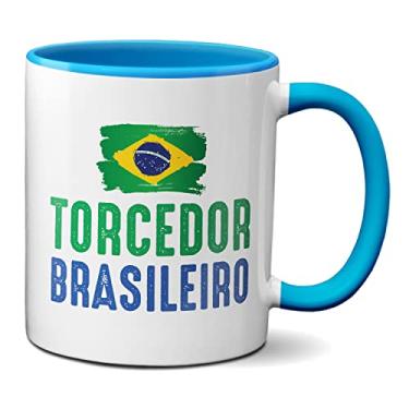 Imagem de Caneca Torcedor Brasileiro Bandeira Jogo Brasil Copa Mundo (Azul)