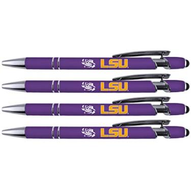 Imagem de Greeting Pen LSU Caneta de metal revestida com toque suave, pacote com 4 (4013), roxa/multicolorida