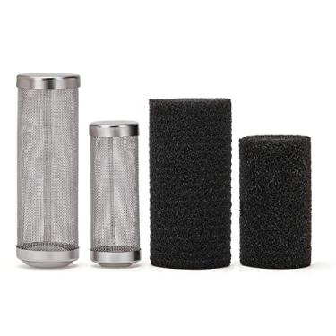 Imagem de XCRUI 2 peças de 12 mm/16 mm de aço inoxidável filtro de admissão de aquário capa de malha, protetor de filtro de aquário com 2 peças de esponja de filtro para tanque de camarão de peixe