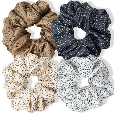 Imagem de Scrunchies de cetim para mulheres, 4 peças de elásticos de cabelo, elásticos de cabelo, laços de cabelo apertados, cordas para mulheres, meninas, acessórios de cabelo, suporte de rabo de cavalo, laços