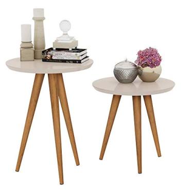 Imagem de Kit Mesa de Apoio e Mesa Lateral Classic Off White