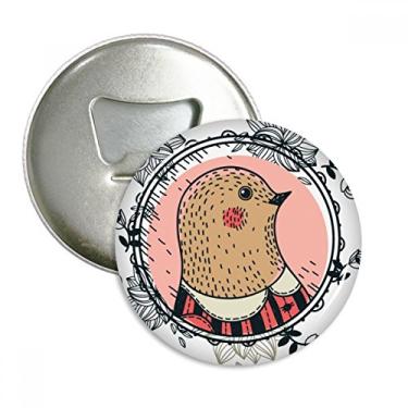 Imagem de Ilustração de desenho animado de folha de flor de pombo abridor de garrafas ímã de geladeira emblema multifuncional