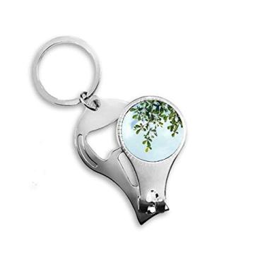 Imagem de Folhas verdes céu azul arte déco presente moda unha alicate chaveiro abridor de garrafa cortador