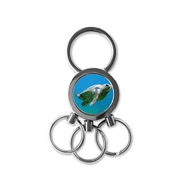 Imagem de Chaveiro de metal de aço inoxidável com estampa de tartaruga oceano animal de tartaruga chaveiro de carro com clipe para presente, Multicolorido.