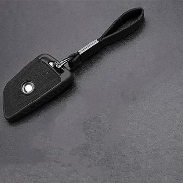 Imagem de YJADHU Capa de couro TPU para chave de carro, apto para BMW X1 X3 X5 X6 X7 1/3/5/6/7 Series G30 G20 G32 G11 F20 Z4 F48 F39 G01 G02 F15 F16 G07,4 botões preto
