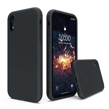 Imagem de SURPHY Compatível com capa para celular XR, capa de telefone de silicone líquido espesso (com forro de microfibra) para telefone XR de 6,1 polegadas, preta