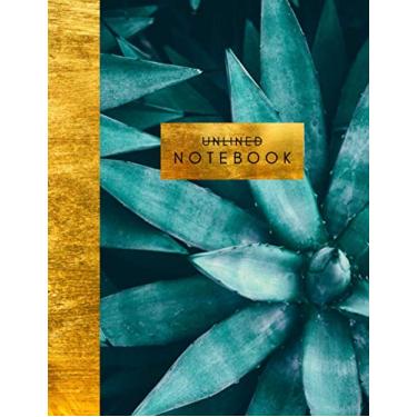 Imagem de Unlined Notebook: Blank Page Journal - Gold Spiral Cactus Cover - 8.5 x 11 inches