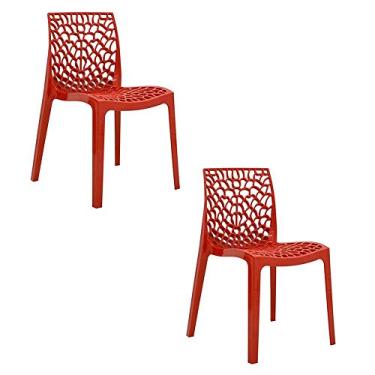 Imagem de Conjunto 02 Cadeiras Gruvyer Sala de Jantar Vermelha - D'Rossi