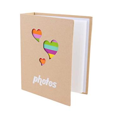 Imagem de Álbum de fotos de 12,7 cm, 200 folhas de páginas inseridas, álbum de fotos criativas para casa (coração colorido)