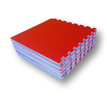 Imagem de Kit 20 Tatames Tapetes EVA Dupla Face Azul e Vermelho 50x50x3cm