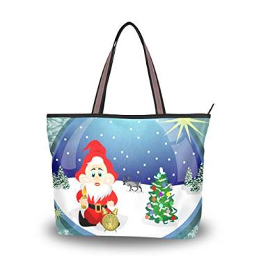 Imagem de Bolsa feminina com alça superior, Papai Noel, Natal, globo de neve, bolsa de ombro, Multicolorido., Large