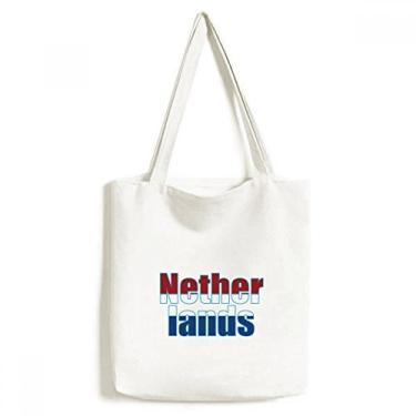 Imagem de Bolsa de lona com nome da bandeira dos Países Baixos bolsa de compras casual