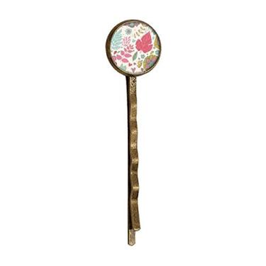 Imagem de Pino de cabelo de metal retrô com flores pintadas para plantas