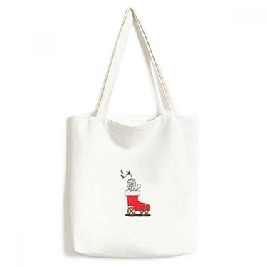 Imagem de Horus bolsa de lona com flor de trenó e folha de Natal