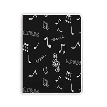 Imagem de Caderno branco com letras e notas de música preta capa de goma Diário capa macia